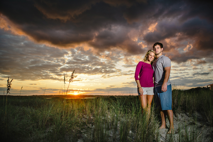 Sunset engagement photo at Wrightsville beach
