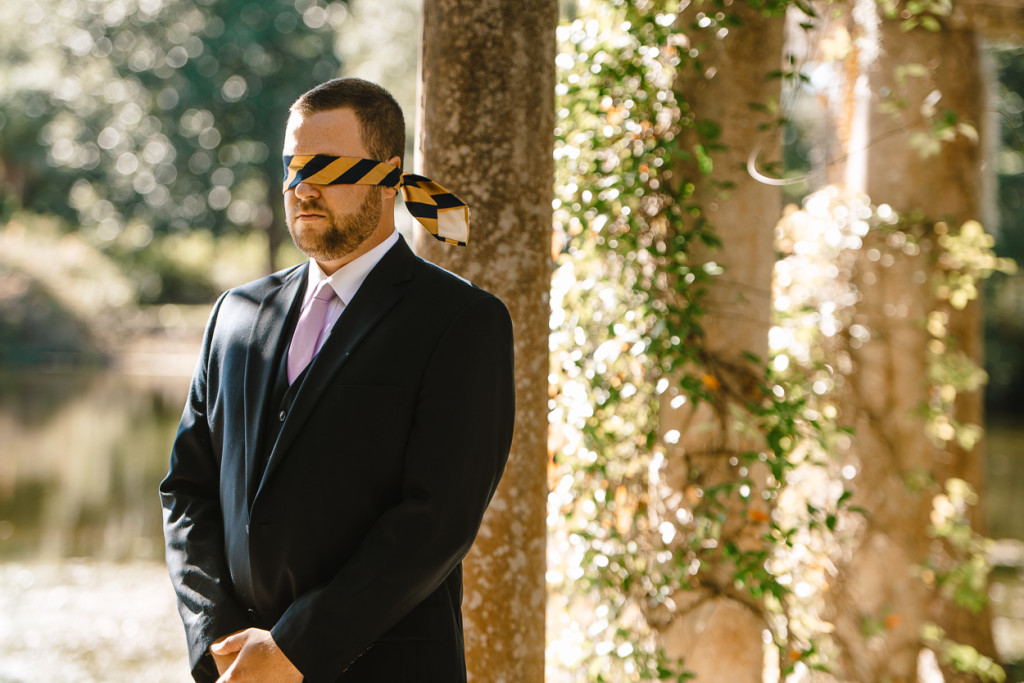 Groom waiting for the first look -Airlie Gardens Wedding